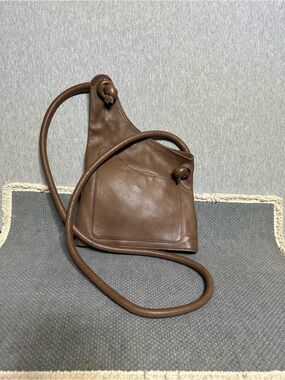 Classic Brown Leather Crossbody Bag with Knotted Strap